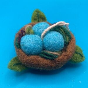 dZi Bluebird Eggs in Nest Crochet Easter Ornament
